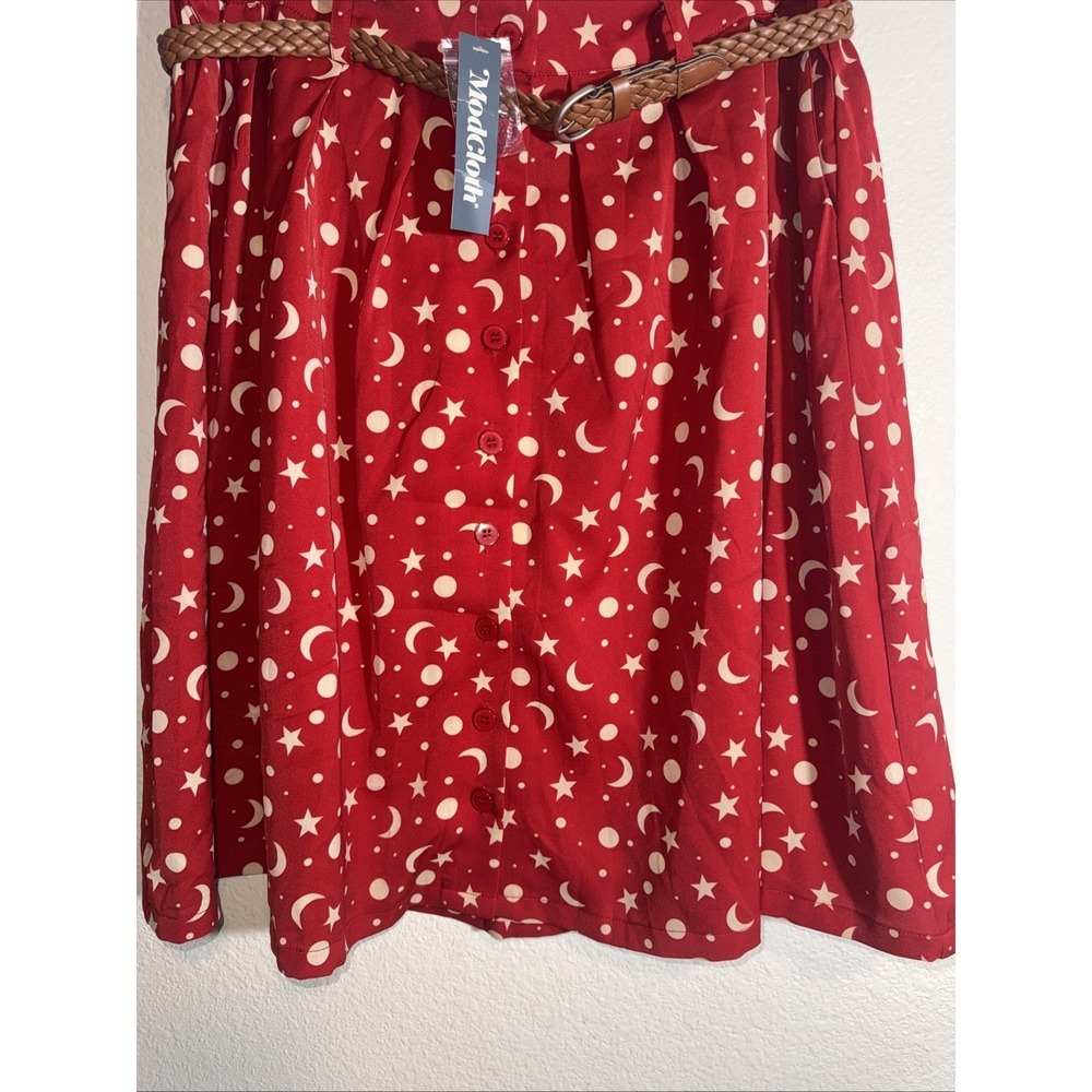 Modcloth Skirt Red Moon & Stars Large Whimsigoth Witch Cottage Core NWT - Picture 4 of 16